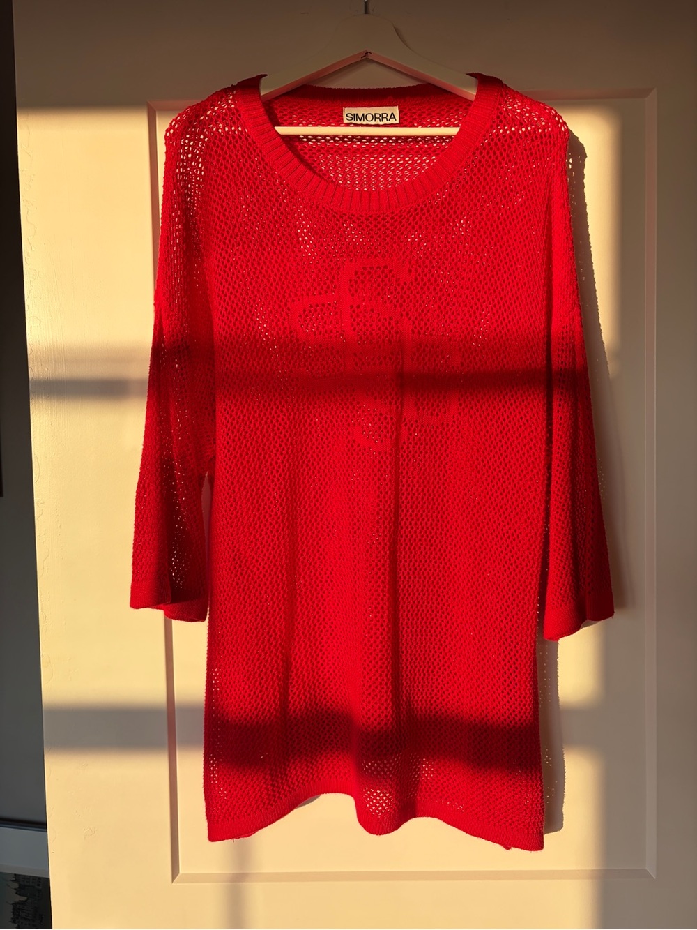 SIMORRA Red Open-Knit Sweater Tunic